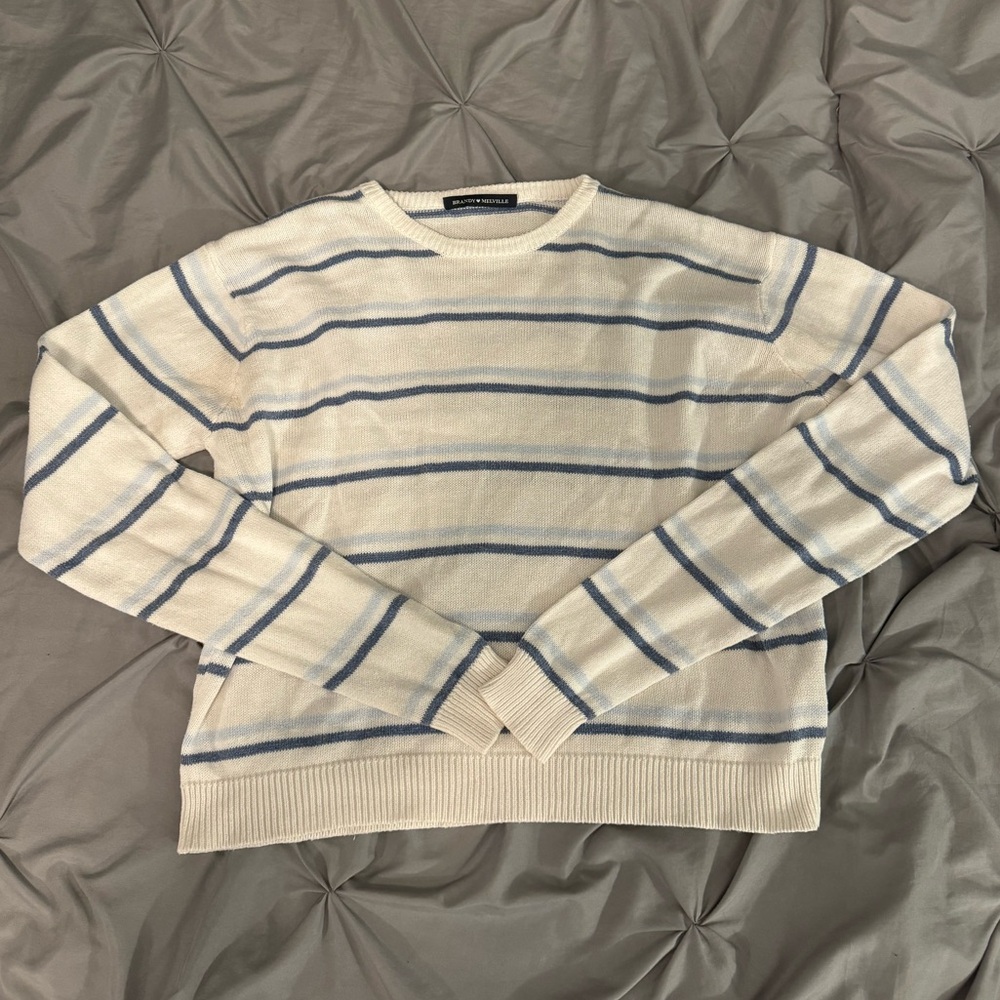 brandy melville white and blue striped sweater